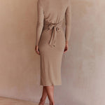 Sexy Slit Rib-Knit Slim Belt Dress