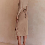 Sexy Slit Rib-Knit Slim Belt Dress