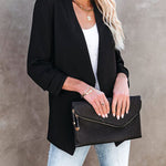 Nadorine Women's Casual Solid Color Pocket Cardigan Blazer