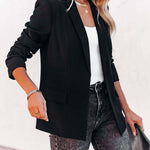 Nadorine Women's Casual Lapel Slim Pocket Cardigan Blazer