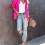 Nadorine Women's Casual Lapel Slim Pocket Cardigan Blazer
