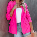 Nadorine Women's Casual Lapel Slim Pocket Cardigan Blazer