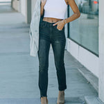 Washing Black Grinding Edge Swing Jeans
