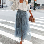 Formal High Low Asymmetrical Midi Tea-Length Elastic Waist Tutu Skirts
