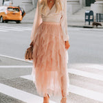 Formal High Low Asymmetrical Midi Tea-Length Elastic Waist Tutu Skirts