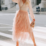 Formal High Low Asymmetrical Midi Tea-Length Elastic Waist Tutu Skirts