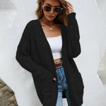 Fuzzy Knitted Sweater Cardigan with Pockets Soft Open Front Long Sweater Outerwear
