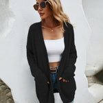 Fuzzy Knitted Sweater Cardigan with Pockets Soft Open Front Long Sweater Outerwear