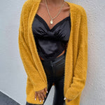 Fuzzy Knitted Sweater Cardigan with Pockets Soft Open Front Long Sweater Outerwear