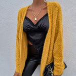 Fuzzy Knitted Sweater Cardigan with Pockets Soft Open Front Long Sweater Outerwear