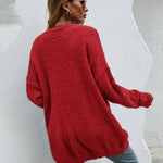 Fuzzy Knitted Sweater Cardigan with Pockets Soft Open Front Long Sweater Outerwear