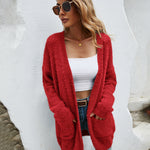 Fuzzy Knitted Sweater Cardigan with Pockets Soft Open Front Long Sweater Outerwear