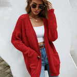 Fuzzy Knitted Sweater Cardigan with Pockets Soft Open Front Long Sweater Outerwear