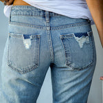 Ripped Jeans Boyfriend Ankle Distressed Denim Pants