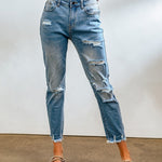Ripped Jeans Boyfriend Ankle Distressed Denim Pants