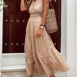 Lace Deep V Wedding Bridal Dress Banquet Evening Party Maxi Dress White Dress