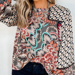 Nadorine Ethnic Style Printed Chiffon Shirt Women's Long-sleeved Loose Top for Women Casual Work Office Loose Fit 2026 | Under $40