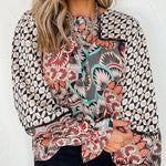 Nadorine Ethnic Style Printed Chiffon Shirt Women's Long-sleeved Loose Top for Women Casual Work Office Loose Fit 2026 | Under $40