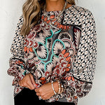 Nadorine Ethnic Style Printed Chiffon Shirt Women's Long-sleeved Loose Top for Women Casual Work Office Loose Fit 2026 | Under $40