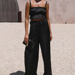 Two-piece Outfits Frill Cami Top & Pants Sets