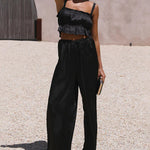 Two-piece Outfits Frill Cami Top & Pants Sets