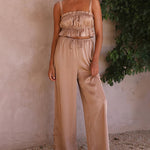 Two-piece Outfits Frill Cami Top & Pants Sets