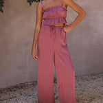 Two-piece Outfits Frill Cami Top & Pants Sets
