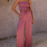 Two-piece Outfits Frill Cami Top & Pants Sets