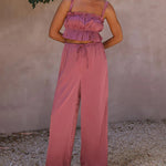 Two-piece Outfits Frill Cami Top & Pants Sets