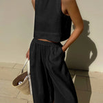 Nadorine Crop Tops Wide Leg Pants Set