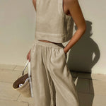 Nadorine Crop Tops Wide Leg Pants Set