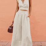 Lace-up Crop Tank Long Pants Sets