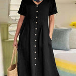 Mid Length Dress Summer Long Dresses with Pockets