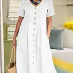 Mid Length Dress Summer Long Dresses with Pockets