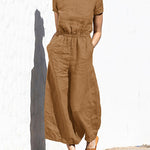 Nadorine Women's Cotton Linen Wide Leg Jumpsuit