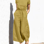 Nadorine Women's Cotton Linen Wide Leg Jumpsuit