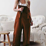 Retro Dungarees Summer Pants Jumpsuits Overalls Playsuit Bib Pants Linen Casual Loose Jumpsuit