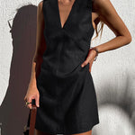 Nadorine Women's Cotton Linen Slim Vest Dress