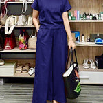 Two Piece Outfits Short Sleeve Crewneck Pullover Tops and Long Wide Leg Pants Tracksuit