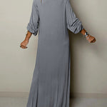 Nadorine Women's Casual Classic Long Sleeve V-neck Maxi Dress