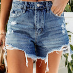 Ripped Denim Shorts High Waisted Distressed Jean Shorts Frayed Raw Hem Shorts