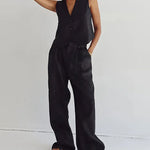 Nadorine Classic Linen Vest and Wide Leg Pants Set