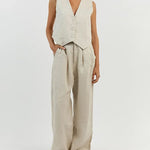 Nadorine Classic Linen Vest and Wide Leg Pants Set