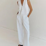 Nadorine Classic Linen Vest and Wide Leg Pants Set