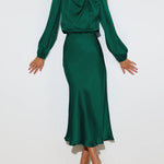 Satin Long-Sleeved Loose Fit Dress Elegant Evening Party Dresses