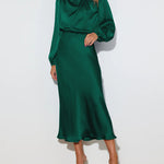 Satin Long-Sleeved Loose Fit Dress Elegant Evening Party Dresses