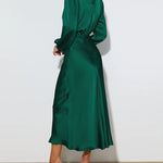 Satin Long-Sleeved Loose Fit Dress Elegant Evening Party Dresses