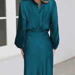 Satin Long-Sleeved Loose Fit Dress Elegant Evening Party Dresses