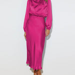 Satin Long-Sleeved Loose Fit Dress Elegant Evening Party Dresses