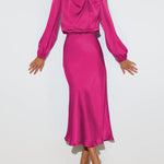 Satin Long-Sleeved Loose Fit Dress Elegant Evening Party Dresses